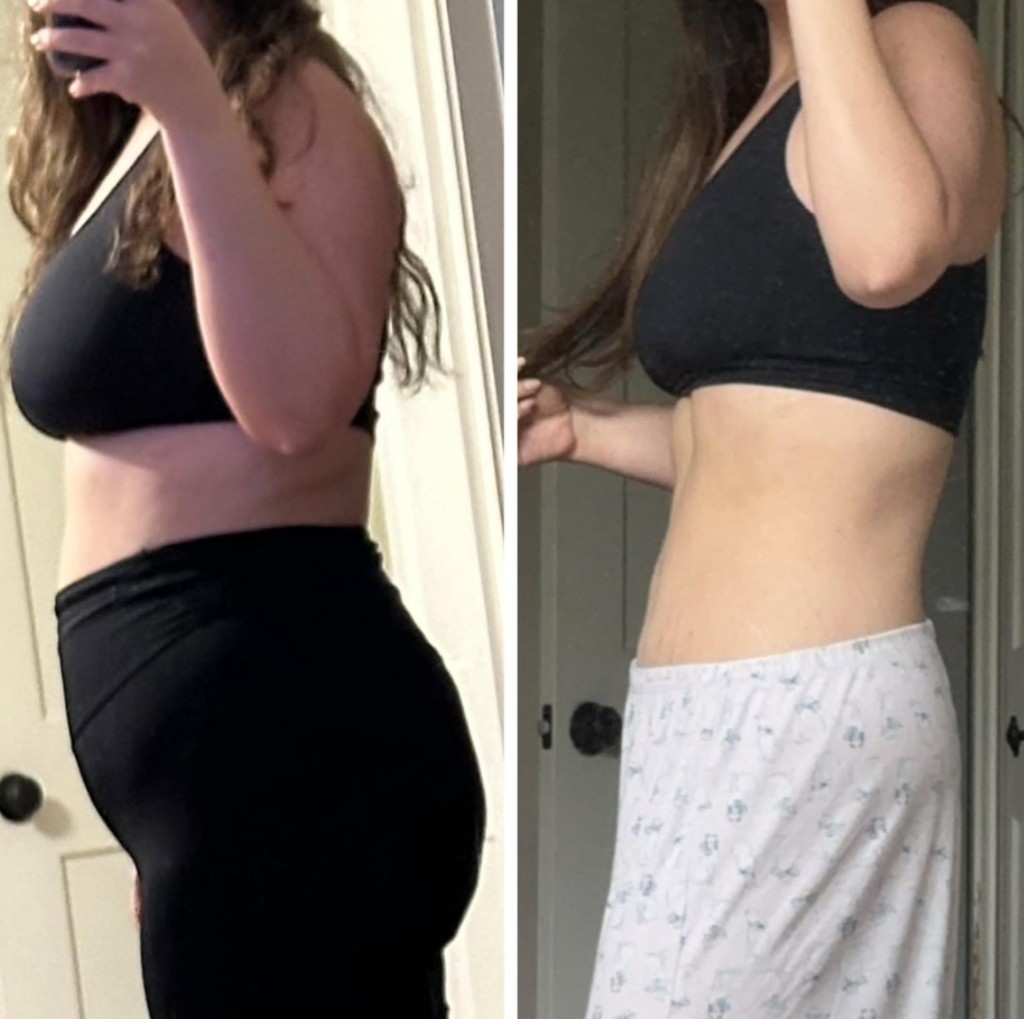 Member body transformation — midsection progress before and after